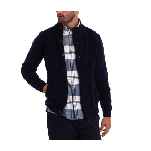 Barbour Cardigan Cardigan Uomo con toppe sui gomiti Blu A24 - BARBOURMKN0731 - NY91 - S - Francavilla Moda